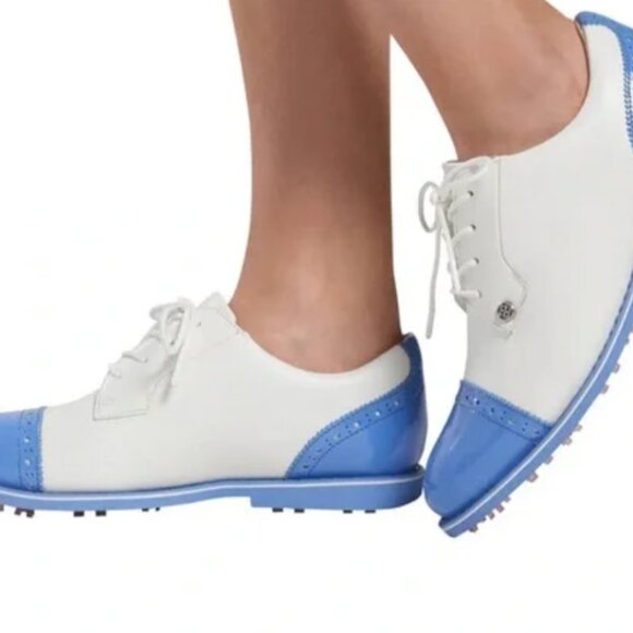 G/FORE Womens Cap Toe Gallivanter White Blue Golf Shoes US 8 NWT - Picture 4 of 9